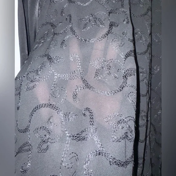 Versace Intensive Black Silk Jacquard Vintage Shirt Medusa Buttons Size 1X Y2K - Picture 2 of 14